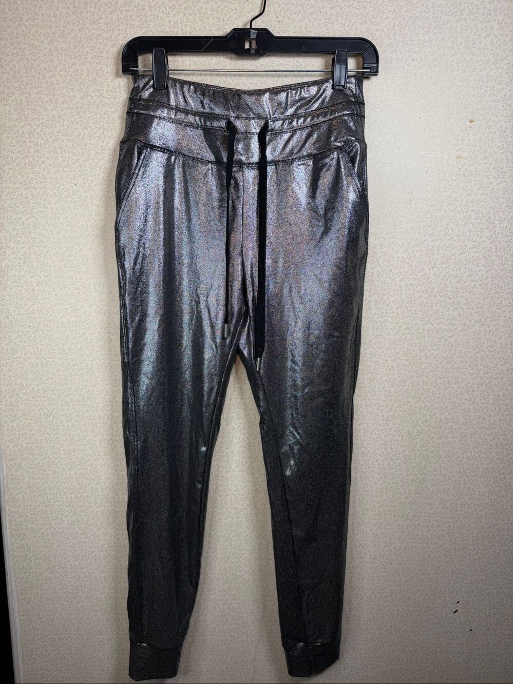 NWOT metallic silver joggers